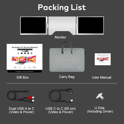 Monitor Dublu Portabil S688 14 inch IPS 1920x1200, USB-C, 100% sRGB, Compatibil Laptop Windows & Mac 12–17.3 inch