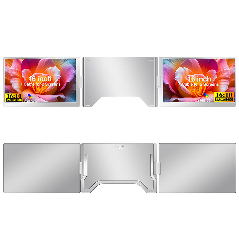 Monitor Dublu Portabil S900 16 inch IPS 1920x1200–USB-C, Aluminiu,Compatibil Laptop Windows&MAC 12-18.5 inch, Geantă Inclusă