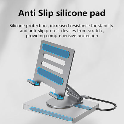 Suport Tableta/Laptop 360° cu Docking Station 9 in 1, Aluminiu Ergonomic, HDMI 4K, USB-C PD 100W, Compatibil MacBook & Laptop