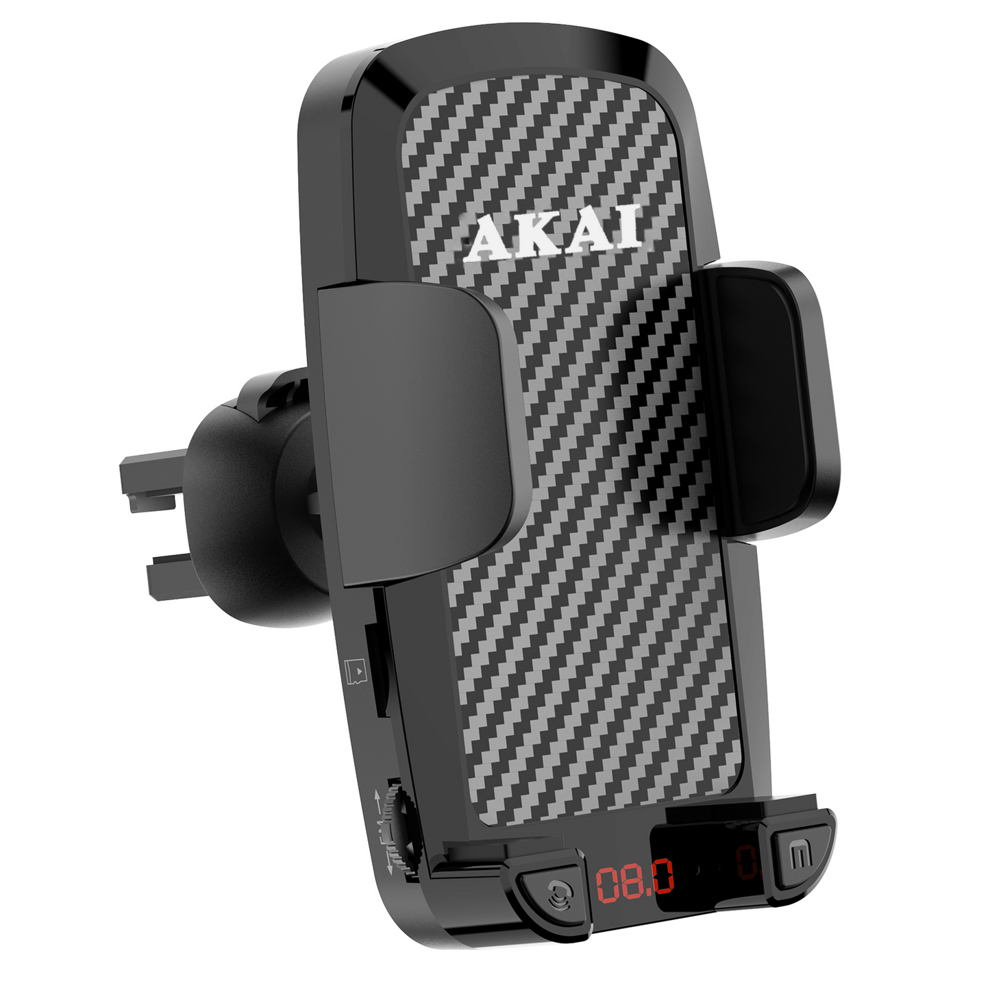 Suport Telefon Auto cu Bluetooth 5.3 – AKAI FMT-C14BT, FM Transmitter, MP3 și Încărcare USB