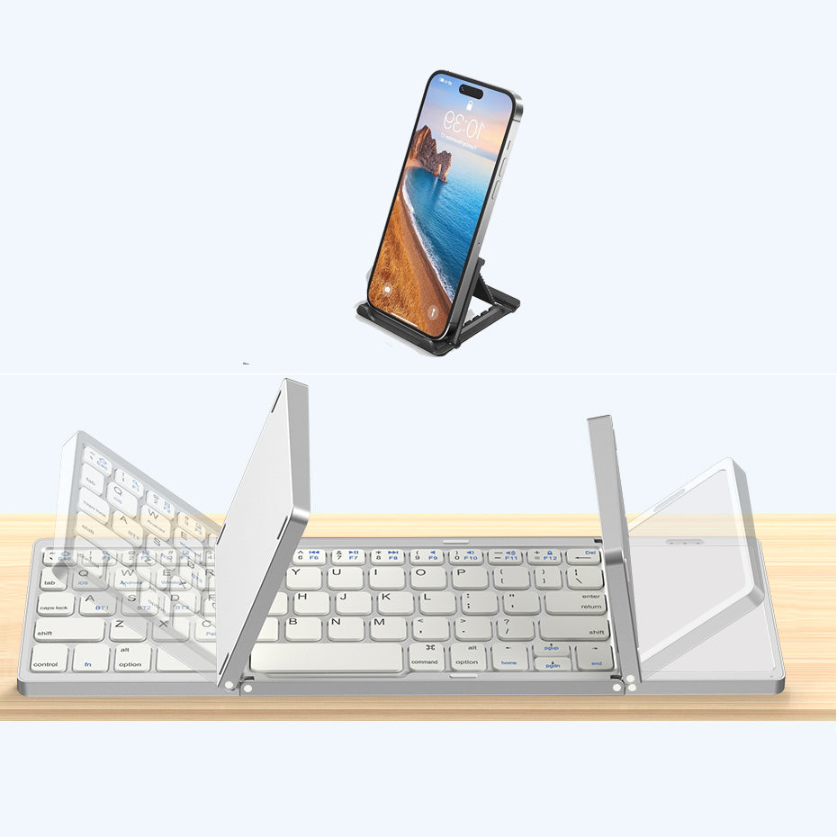 Tastatură Pliabilă Bluetooth cu Touchpad – Compatibilă iOS, Android, Windows, Mac, Ultra Compactă & Portabilă, culoare negru și silver