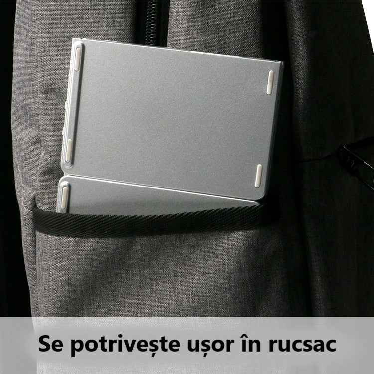 Tastatură Wireless Pliabilă Bluetooth 5.1 + 2.4G cu Touchpad Sensibil, Baterie Reîncărcabilă și Design Compact, culoare gri și silver