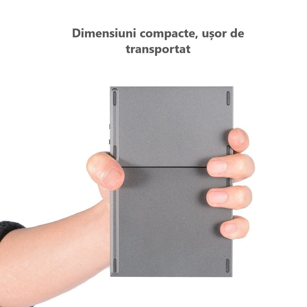 Tastatură Wireless Pliabilă Bluetooth 5.1 + 2.4G cu Touchpad Sensibil, Baterie Reîncărcabilă și Design Compact, culoare gri și silver