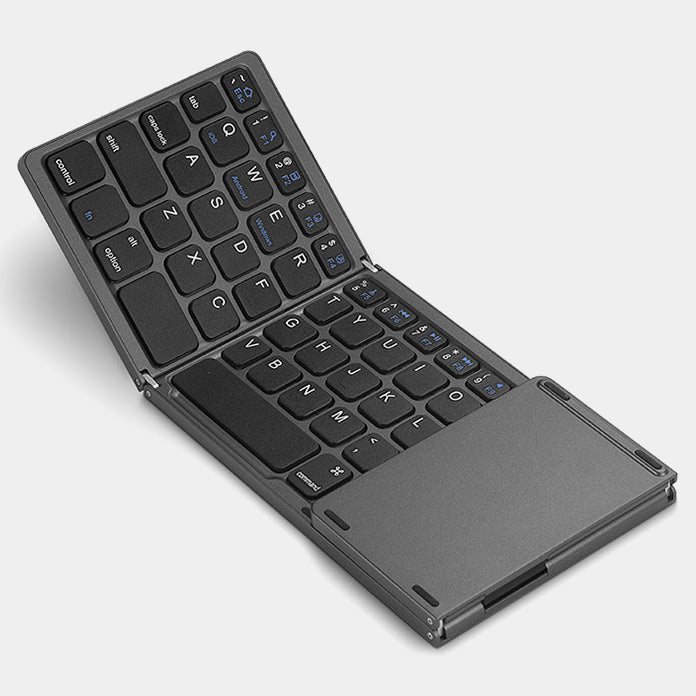 Tastatură Wireless Pliabilă Bluetooth 5.1 + 2.4G cu Touchpad Sensibil, Baterie Reîncărcabilă și Design Compact, culoare gri și silver