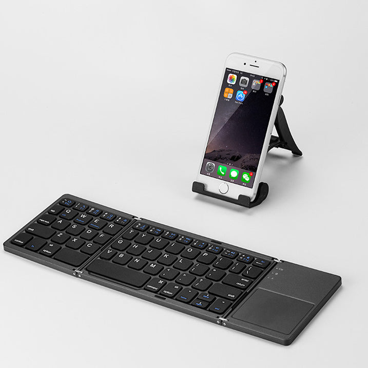 Tastatură Wireless Pliabilă Bluetooth 5.1 + 2.4G cu Touchpad Sensibil, Baterie Reîncărcabilă și Design Compact, culoare gri și silver