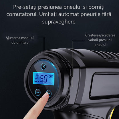 Compresor Aer Portabil 150 PSI - Display Digital LED și Auto-Stop, Umflare Anvelope Auto/Moto/Biciclete