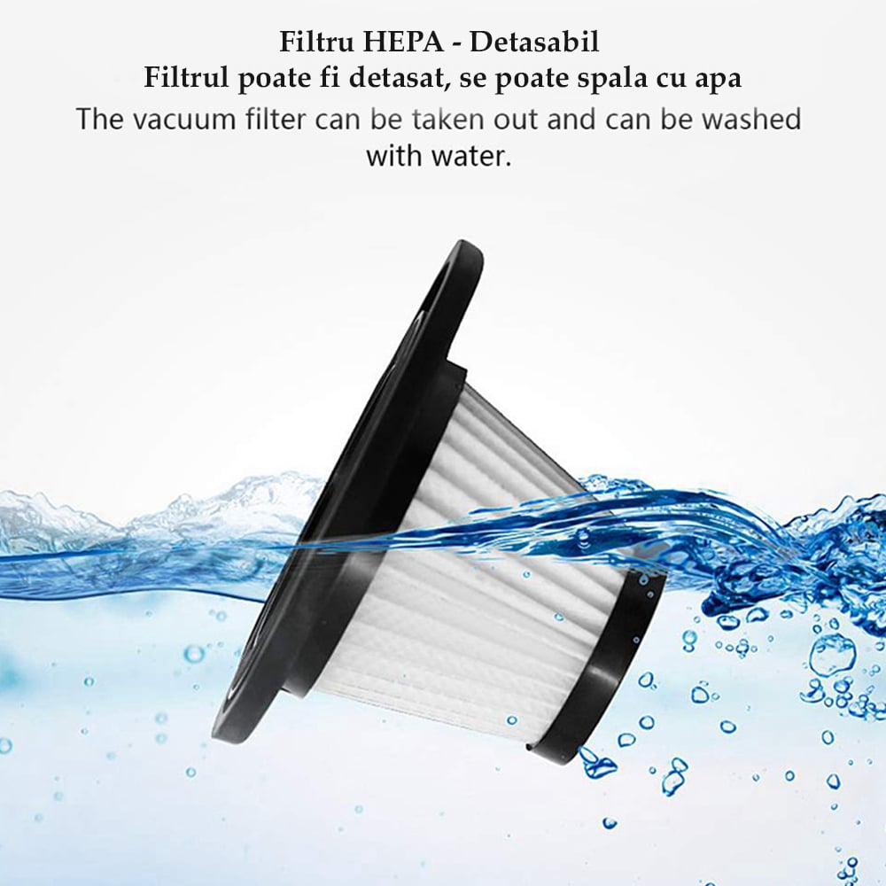 Aspirator auto și casă, umed-uscat, fără fir, acumulator 2200 mAh, putere 120W