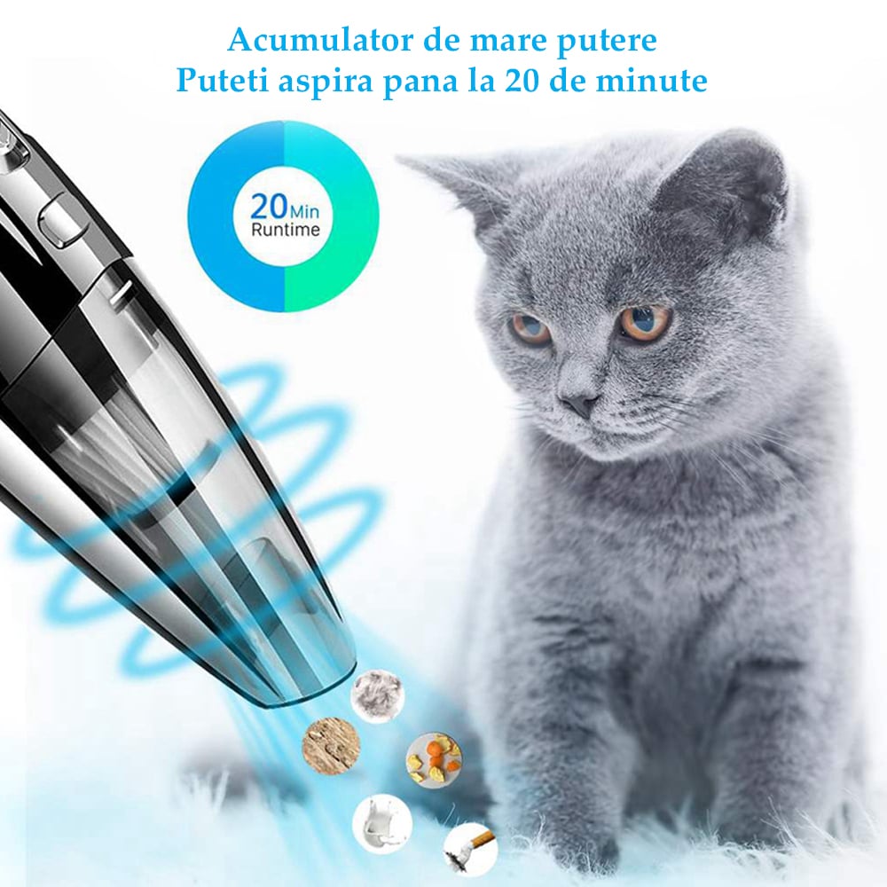 Aspirator auto și casă, umed-uscat, fără fir, acumulator 2200 mAh, putere 120W