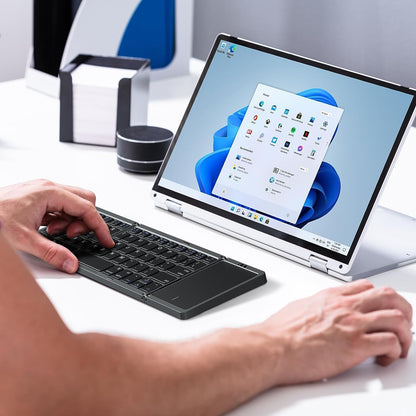 Tastatură Pliabilă Bluetooth cu Touchpad – Compatibilă iOS, Android, Windows, Mac, Ultra Compactă & Portabilă, culoare negru și silver